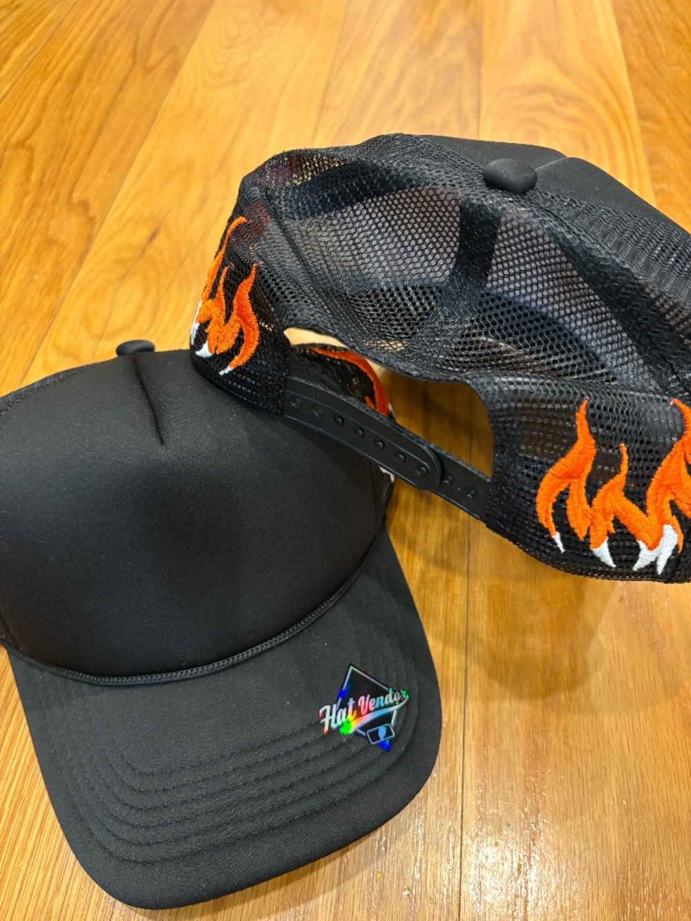 Blank flame snapback trucker hats
